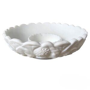 Fenton Satin Custard Water Lily Ceramic White Ashtray